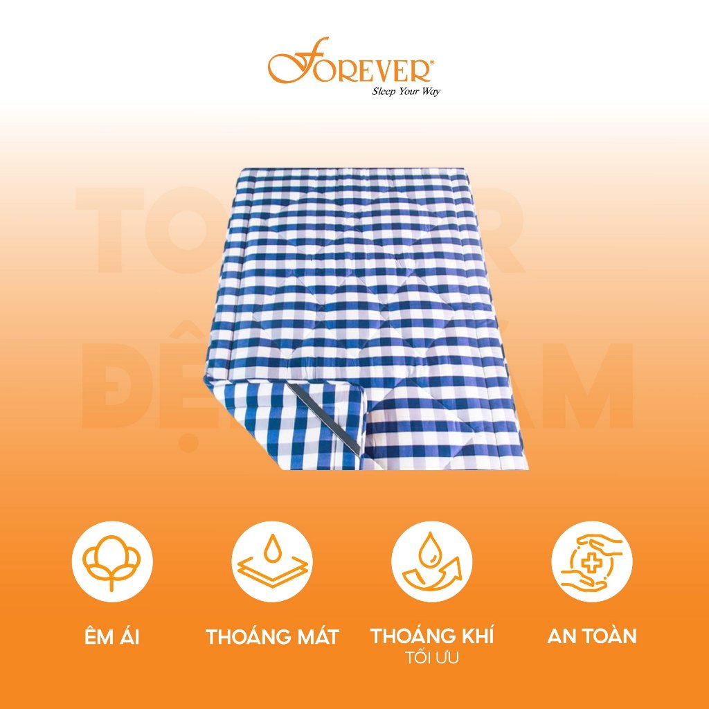 Topper đệm nằm đa năng topper nệm ngủ Forever êm ái bo chun đàn hồi gọn ...