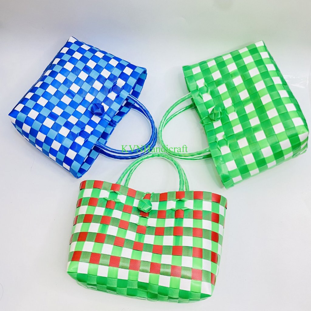 Giỏ Đan Nhựa,Giỏ Mini Đan Tay, Túi Xách Đan Thủ Công Handmade, Làn Nhựa ...