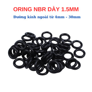 [Túi 30 Sợi] Gioăng Cao Su Oring NBR Dày 1.5mm - Đường kính ngoài t 4mm đến 30mm - Sim Cao Su Tròn Chịu Dầu, Chống Rò Rỉ