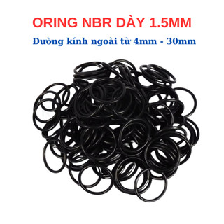 [Túi 30 Sợi] Gioăng Cao Su Oring NBR Dày 1.5mm - Đường kính ngoài t 4mm đến 30mm - Sim Cao Su Tròn Chịu Dầu, Chống Rò Rỉ