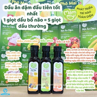 Dầu ăn dặm bổ não Mămmy, dầu chiên xào, dầu cá hồi, dầu olive chai 100ml