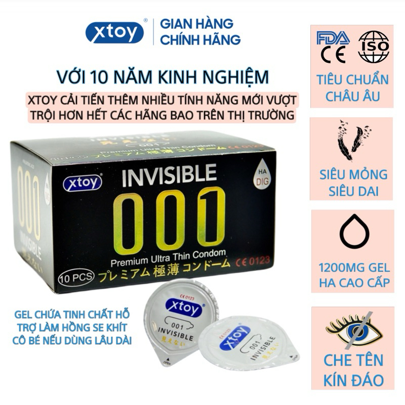 Ảnh Bao cao su siêu mỏng XTOY bcs kéo dài quan hệ nhiều gel - Hộp 10 bcs GEMHOME 1
