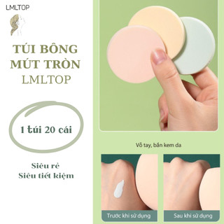 1 Túi 20 Cái Bông Mút Makeup Tròn Mịn LMLTOP Siêu Tiết Kiệm Và Tiện Lợi