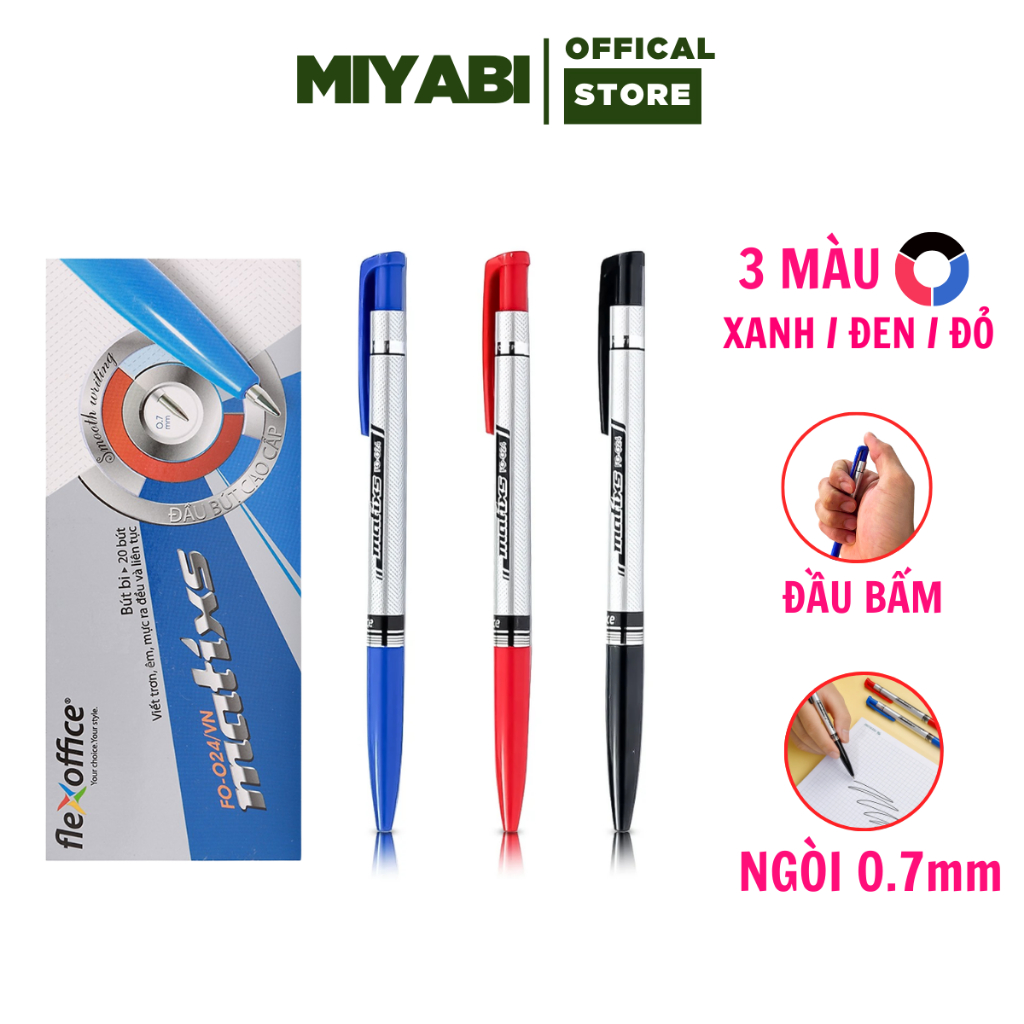 Bút bi thiên long mực xanh đen đỏ ngòi 0,7mm hộp 20 cái - Hộp bút bi ...