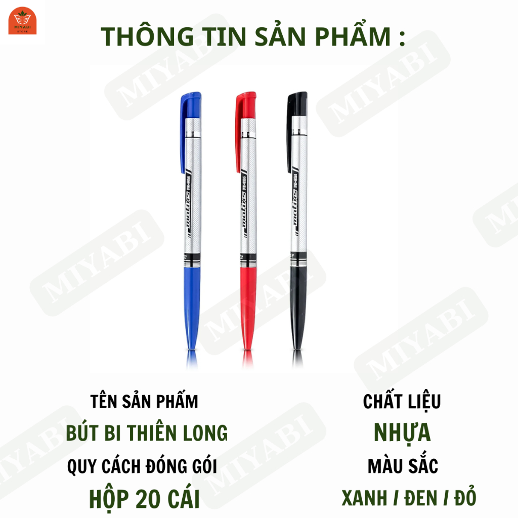 Bút bi thiên long mực xanh đen đỏ ngòi 0,7mm hộp 20 cái - Hộp bút bi ...