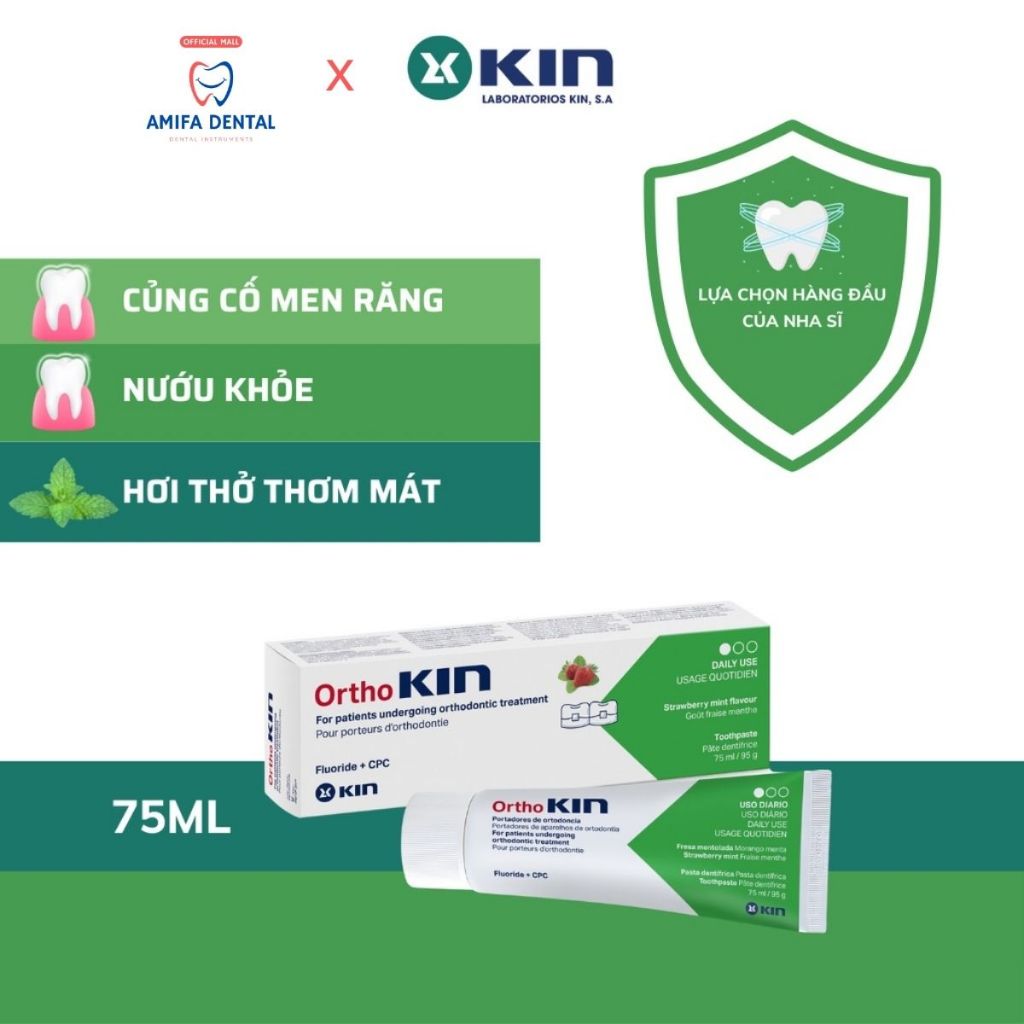 Kem Đánh Răng Cho Chỉnh Nha, Răng Niềng OrthoKin 75ml - Chính Hãng KIN
