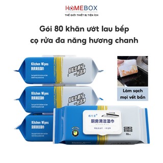 Gói 80 Tờ Khăn Ướt Lau Bếp Đa Năng Hương Chanh Dịu Nhẹ, Giấy Ướt Lau Bếp An Toàn Làm Sạch Dầu Mỡ