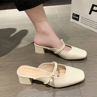 Dép Cao Gót Đế Vuông 5 phân Ngọc Trai lấp lánh nhẹ nhàng , basic - Giày Bánh Bèo mã Dép Sục NT