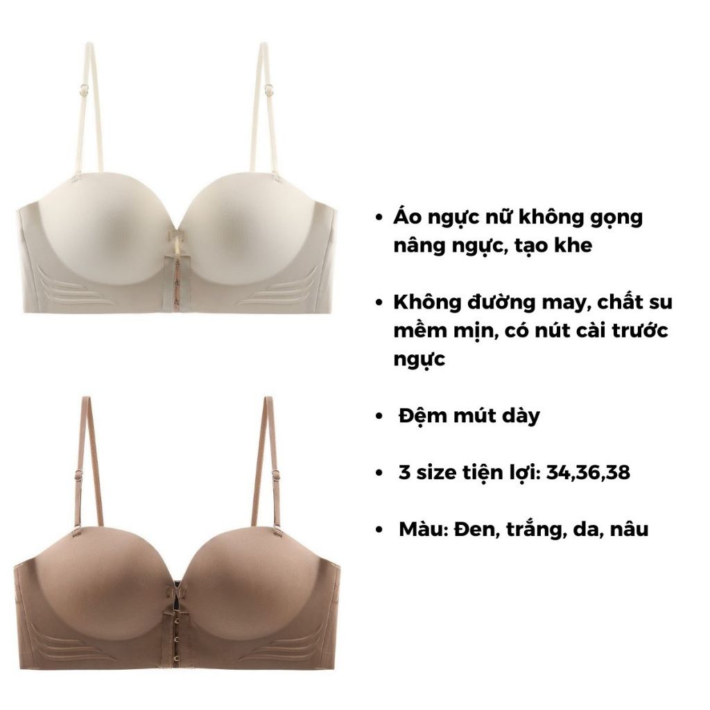 Áo ngực nữ su đúc đệm mút dày đẩy ngực tạo khe gợi cảm nút cài trước tiện lợi chống tụt LANIXA A806