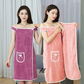 Khăn Tắm Hai Dây Có Túi Bằng Vải Cotton Dày Dặn Mềm Mịn Siêu Thấm Hút 80x150cm