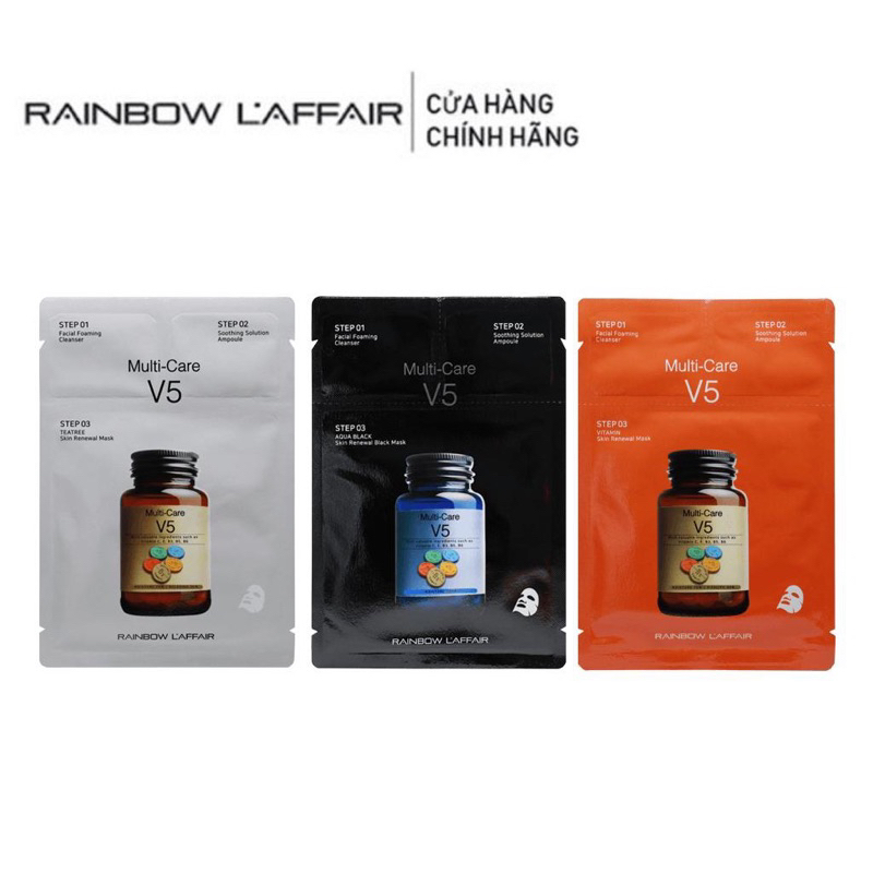 Mặt nạ dưỡng da 3 bước Rainbow L'affair Multi care V5 Vitamin 33ml phục hồi tái tạo chống lão hóa nâng cơ IS113