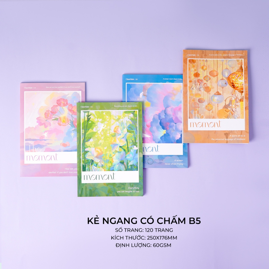 Vở Kẻ Ngang Có Chấm B5 Classmate Vở 120 Trang 60gsm Bìa The Moment Chống Nước Tập Vở Ghi Chép, Viết Bài NB5-12-0204