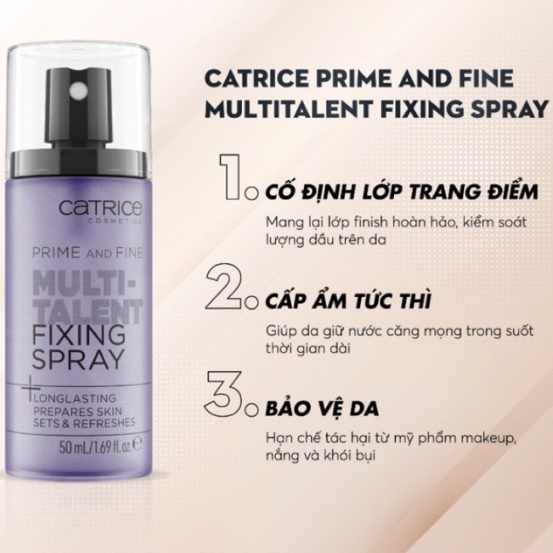 Xịt khoáng khóa nền - chống trôi Make up Catrice (tím) 50ml