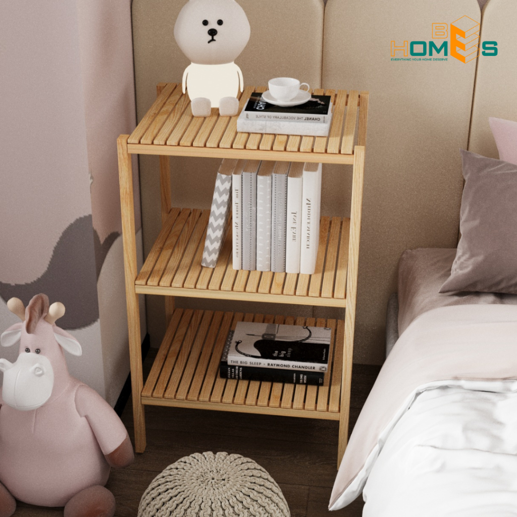 Ảnh Kệ Gỗ Lò Vi Sóng Behomes 3 Tầng - Kệ Để Đồ Gỗ Thông Chắc Chắn Chống Mối Mọt 3