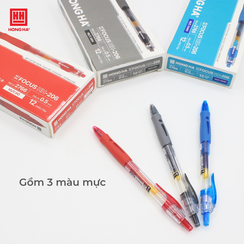 Ảnh Bút gel, bút bi nước Hồng Hà mực Xanh, Đen, Đỏ màu sắc tươi sáng - 2766 1