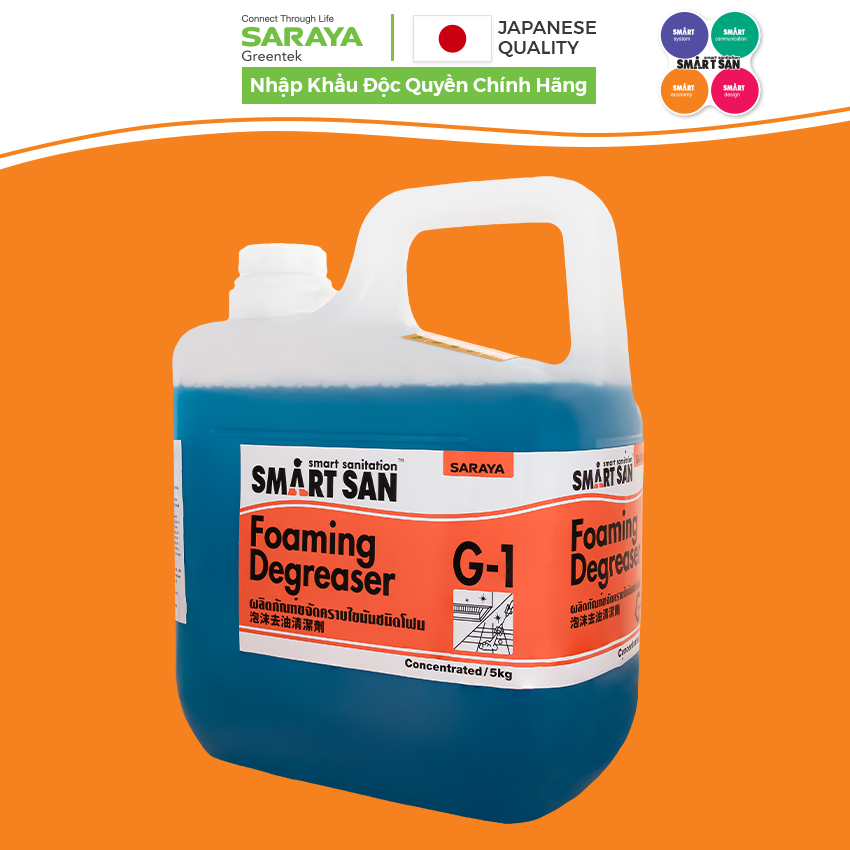Ảnh Dung dịch tẩy rửa dầu mỡ Saraya Smart San Foaming Degreaser G-1 - Can 5Kg 3