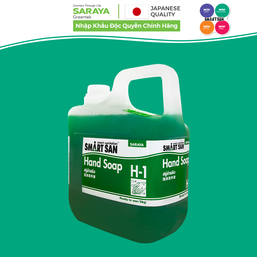 Ảnh Xà Phòng Rửa Tay Sát Khuẩn Saraya Smart San Hand Soap H-1, Không Mùi - Can 5Kg 3