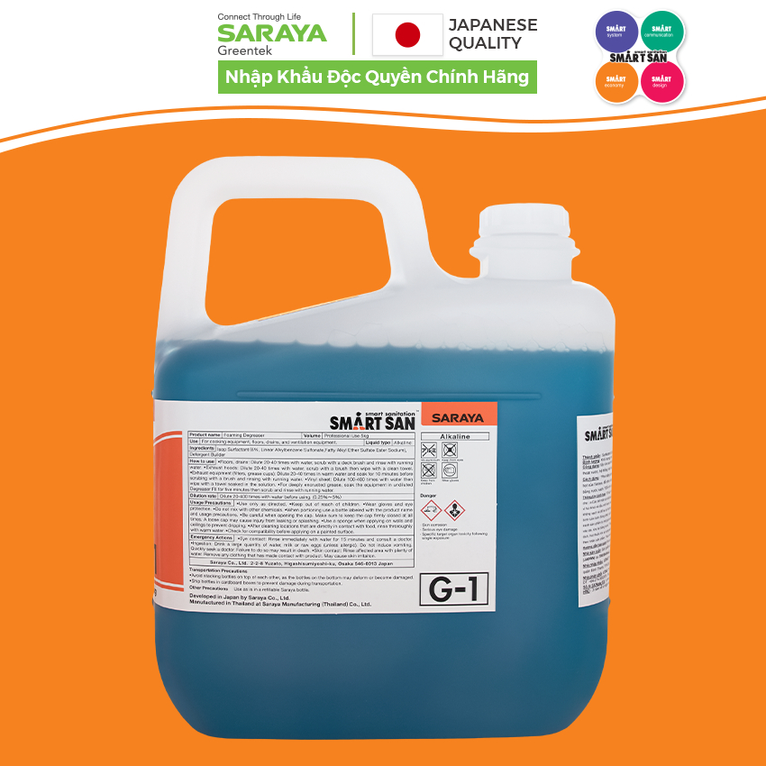 Ảnh Dung dịch tẩy rửa dầu mỡ Saraya Smart San Foaming Degreaser G-1 - Can 5Kg 4