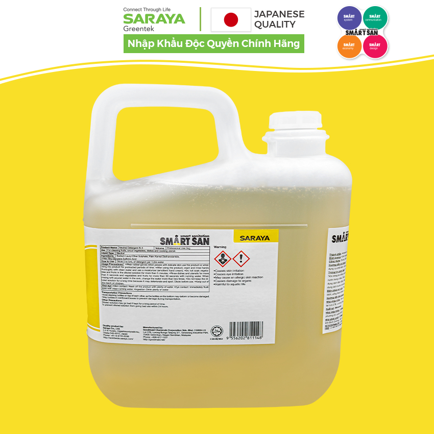 Ảnh Dung Dịch Tẩy Rửa Trung Tính Saraya Smart San Neutral Detergent N-4 - Can 5 Kg 3
