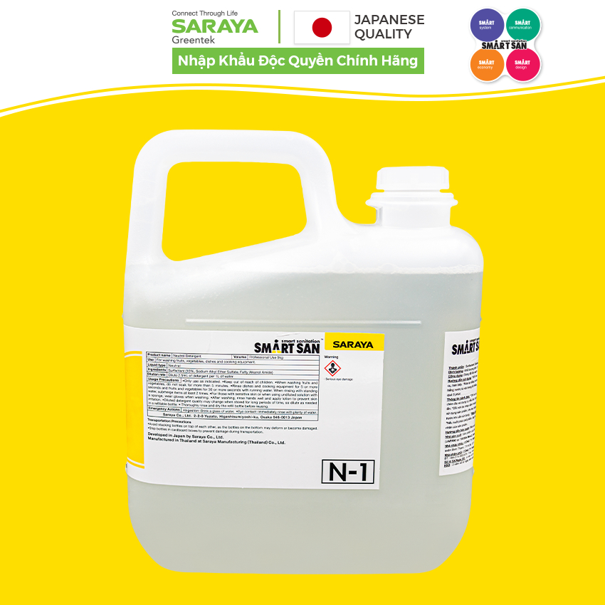 Ảnh Dung Dịch Tẩy Rửa Trung Tính Rau, Củ, Quả Saraya Neutral Detergent N-1, Thân Thiện Với Da Và Môi Trường - Can 5Kg 3