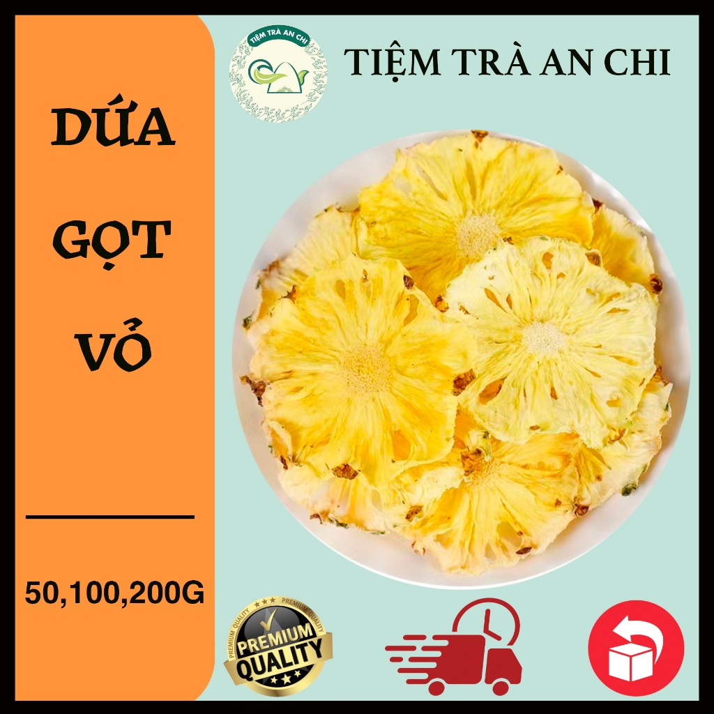 100g Dứa thái lát sấy lạnh detox, thơm khóm dứa sấy khô, dứa cắt vỏ sấy khô