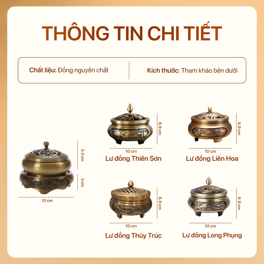 Ảnh Lư đồng xông trầm hương Thiên Mộc Hương - Đồng đúc nguyên khối cao cấp nhiều mẫu 1