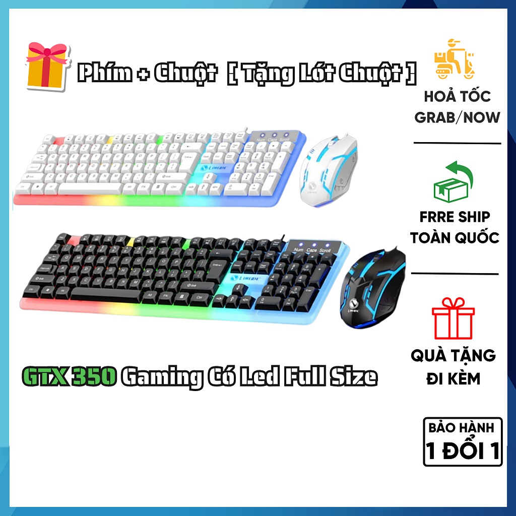 [TẶNG LÓT CHUỘT] Combo Bàn Phím Chuột Có Dây Gaming GTX 350 Full Size ...