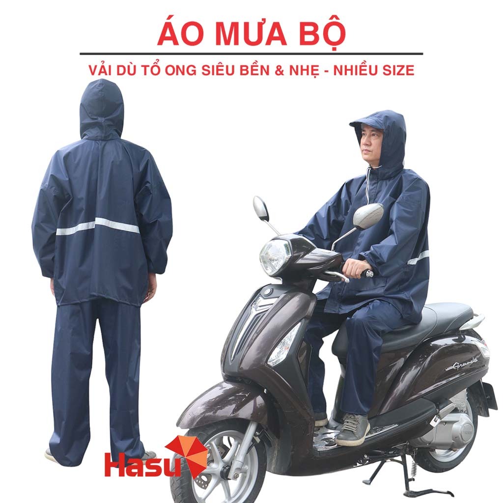 Áo mưa bộ cao cấp Lựa chọn nhiều size phù hợp Vải dù vân tổ ong Siêu ...