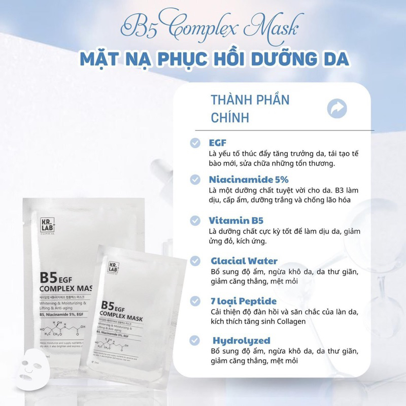 Combo 30-50 miếng Mặt nạ Kr.lab B5 EGF complex mask - hạn 2028 Hàn Quốc  IS160