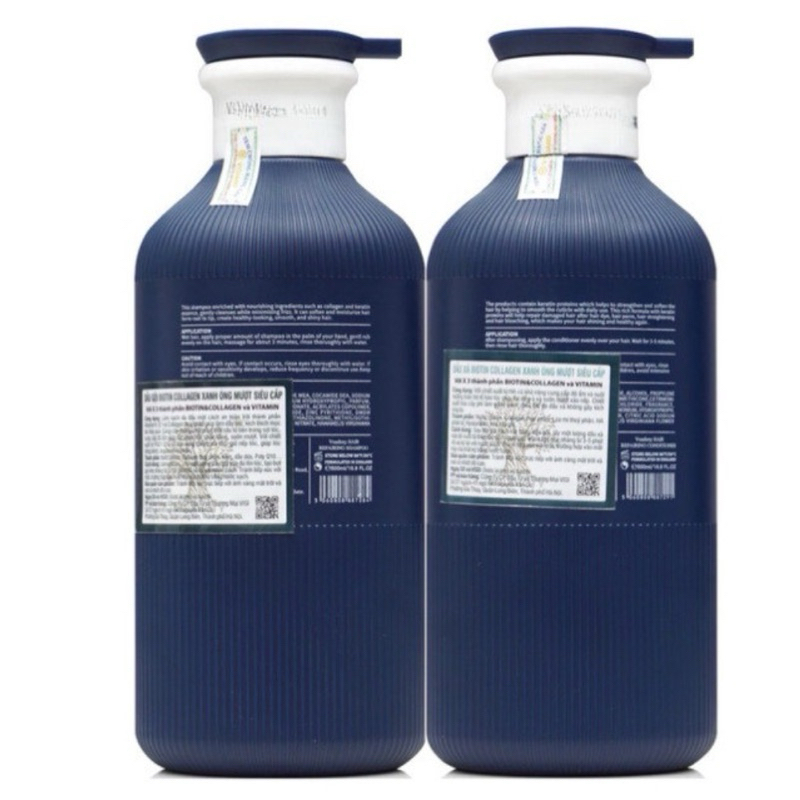 Dầu gội xả Biotin Essence Voudioty Xanh - Hồng cao cấp phục hồi mềm mượt giảm gãy rụng 500ml