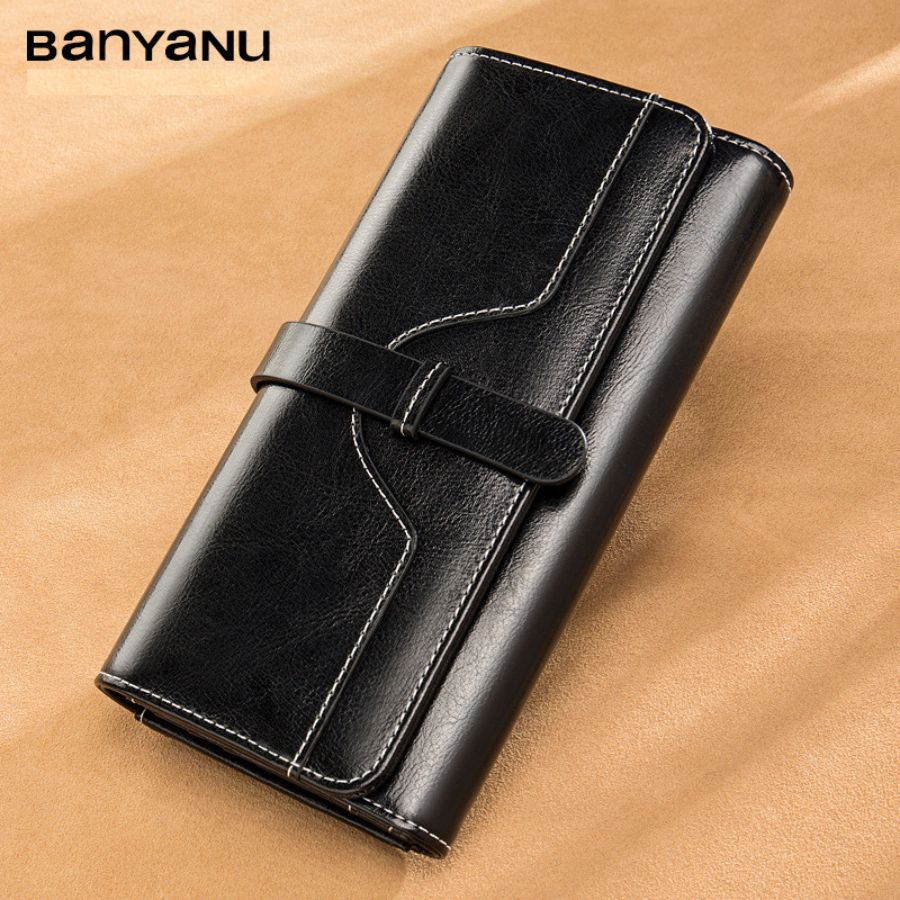 Ví Dài Nữ Nắp Gập Da Bò Bóp Nữ Cầm Tay Dự Tiệc Chính Hãng BANYANU Cao Cấp Mẫu BCV-VN06 Có Hộp Làm Quà Tặng Sang Trọng