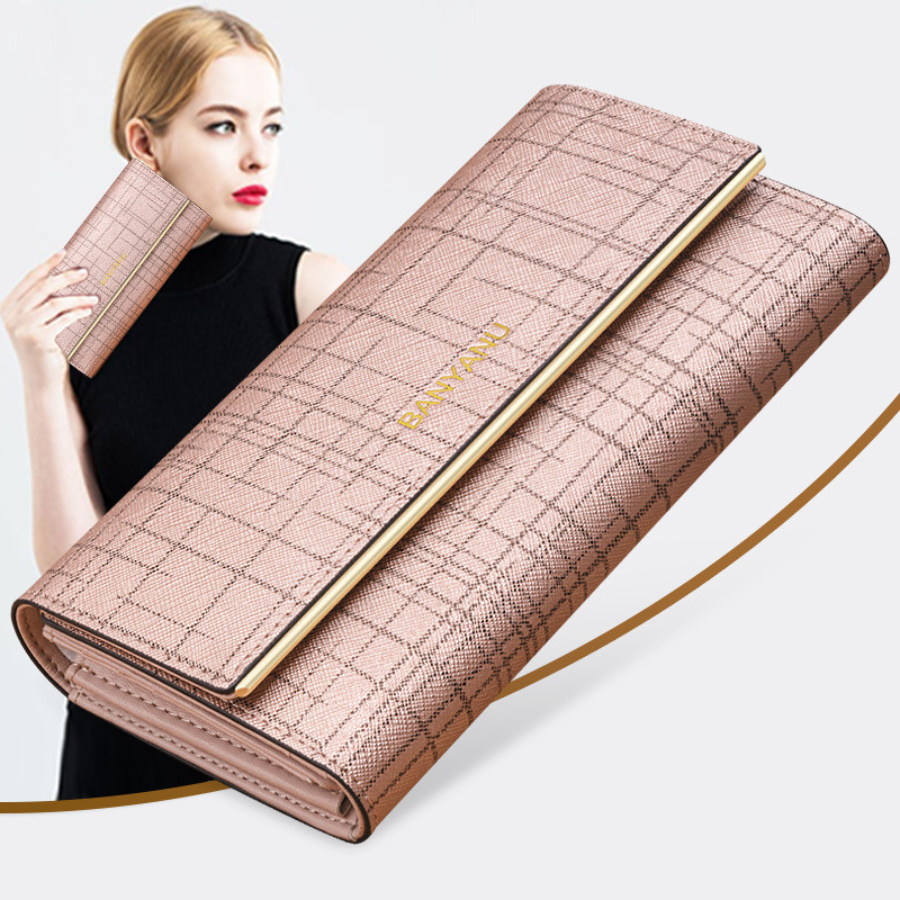 Ví Nữ Dài Nữ Vắp Gập Da Bò Bóp Nữ Cầm Tay Dự Tiệc Chính Hãng BANYANU Cao Cấp Mẫu BCV-VN07 Có Hộp Làm Quà Tặng Sang Trọng