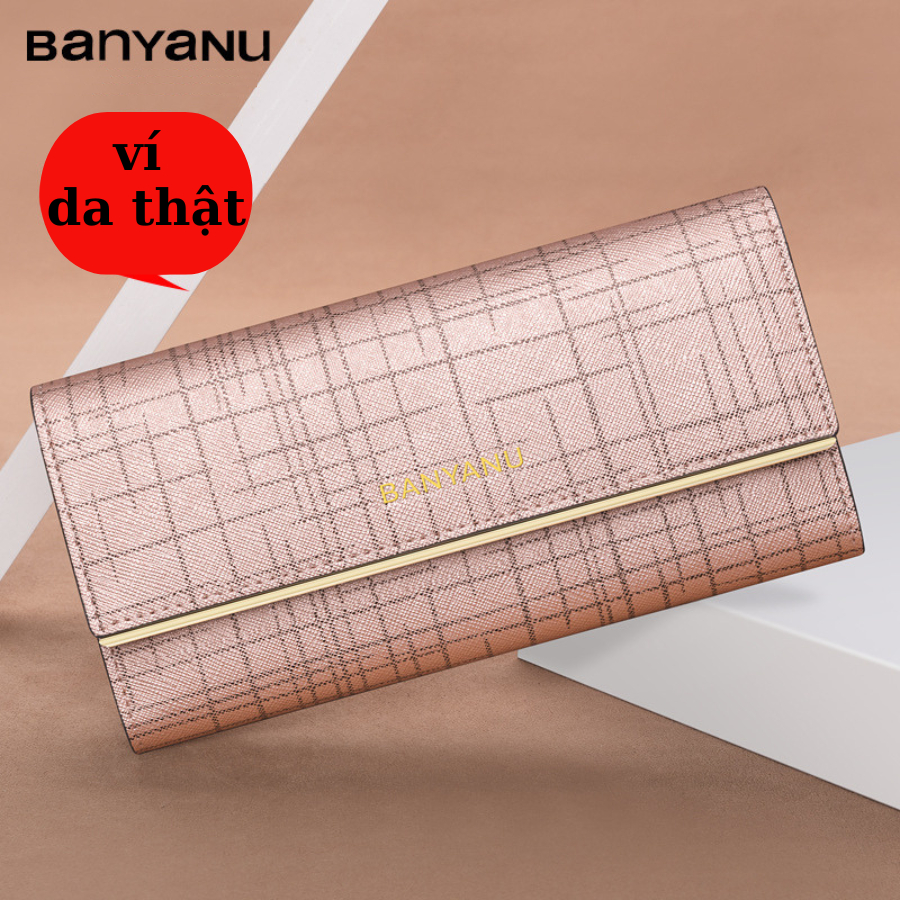Ví Nữ Dài Nữ Vắp Gập Da Bò Bóp Nữ Cầm Tay Dự Tiệc Chính Hãng BANYANU Cao Cấp Mẫu BCV-VN07 Có Hộp Làm Quà Tặng Sang Trọng