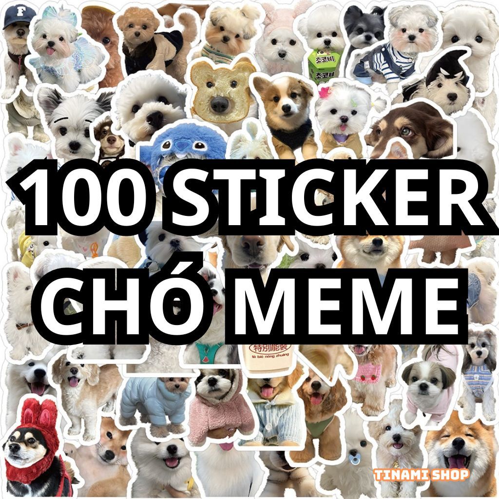 Set 200 sticker chó mèo meme cute dễ thương nhãn dán chó mèo hình dán ...