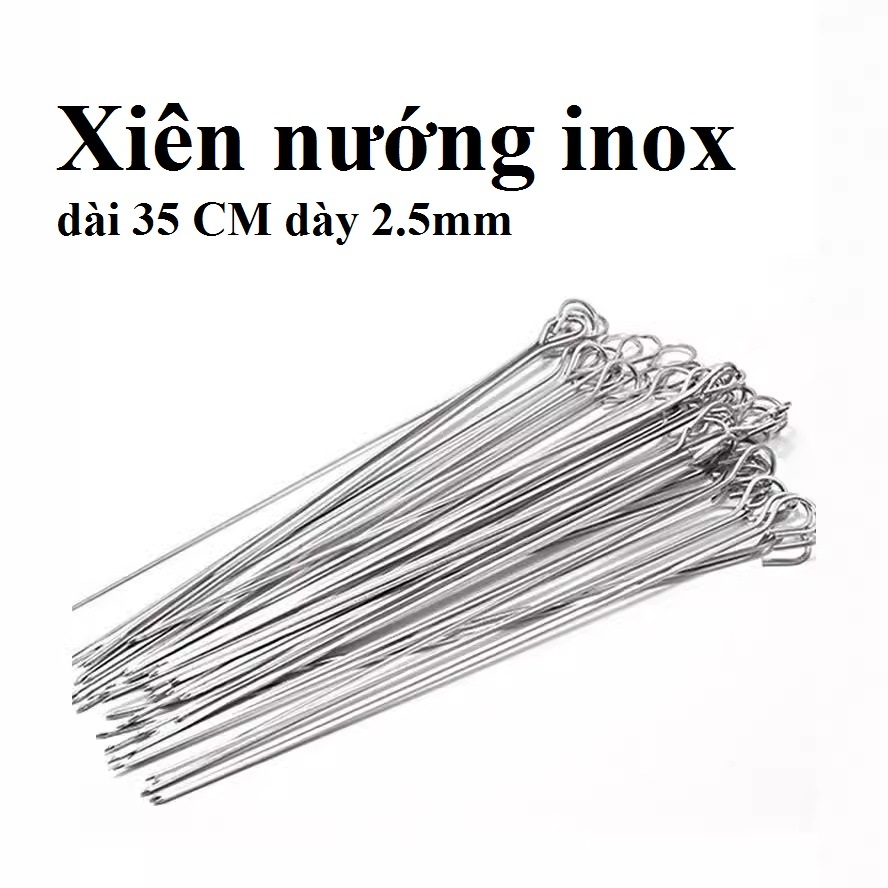 Xiên nướng thịt inox dài 35cm dày 2.5mm, xiên nướng bbq, xiên inox 304 ...
