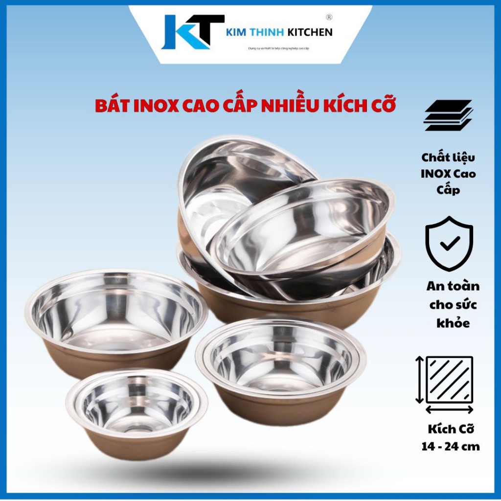 Bát inox, Tô inox đựng đồ ăn, Tô đựng canh, Tô inox chống vỡ cao cấp, nhiều kích cỡ dày 1.0mm.