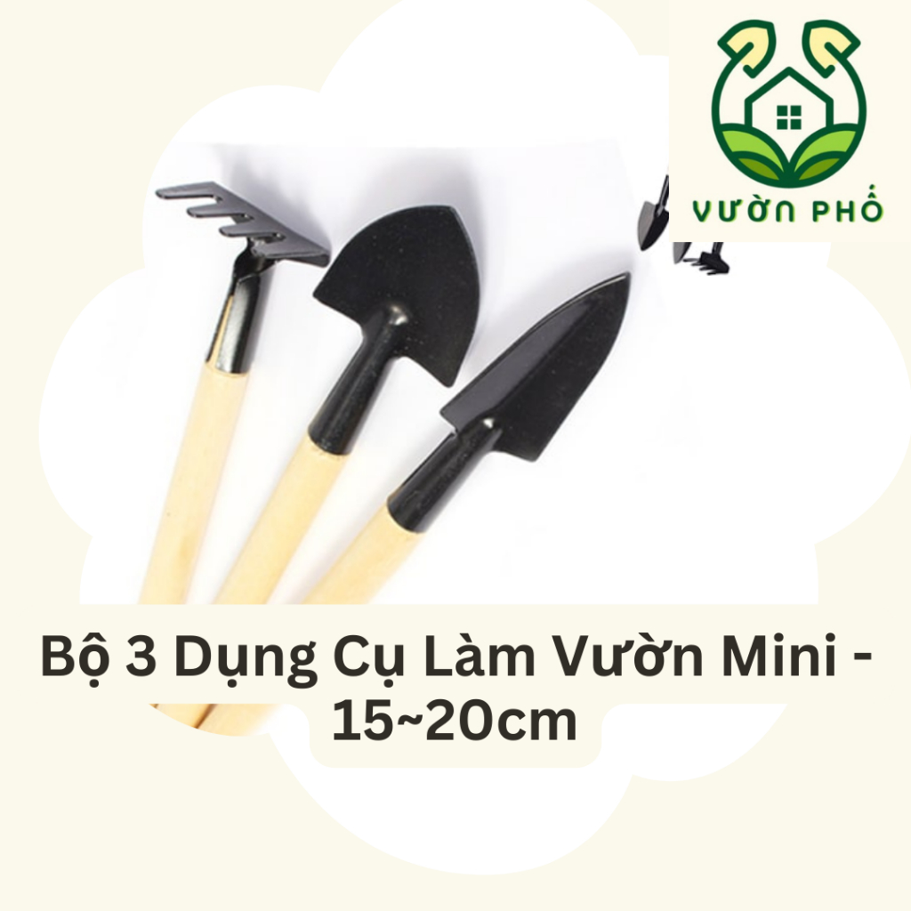 Bộ 3 Dụng Cụ Làm Vườn Nhỏ - Xẻng, cào, chĩa trồng sen đá, hoa, rau củ ...