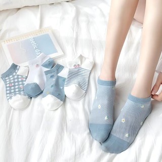 Set 5 đôi tất hoa xanh cổ ngắn QNshop Handmade