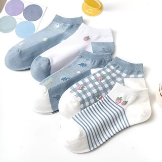 Set 5 đôi tất hoa xanh cổ ngắn QNshop Handmade