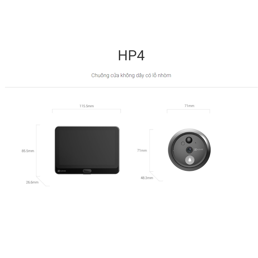 Ảnh Bộ chuông cửa không dây EZVIZ HP4 Độ phân giải 1080p, Xem trực tiếp và Gọi video hai chiều, Màn hình màu 4.3 inch 1