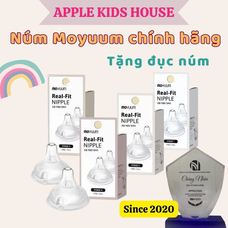 [TẶNG Đục núm] | Núm ty Moyuum Chính hãng Hàn Quốc đủ size 1-2-3-4 Cam ...