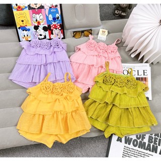 Bộ Đồ Bé Gái Form rộng, Họa Tiết Dễ Thương Và Quần Đùi Màu Trơn (10-30kg), Váy Yếm Cho Bé gái Siêu Xinh Cute