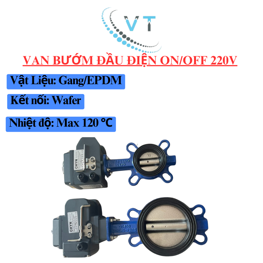 VAN BƯỚM ĐẦU ĐIỆN ON/OFF 220V Đầu xám