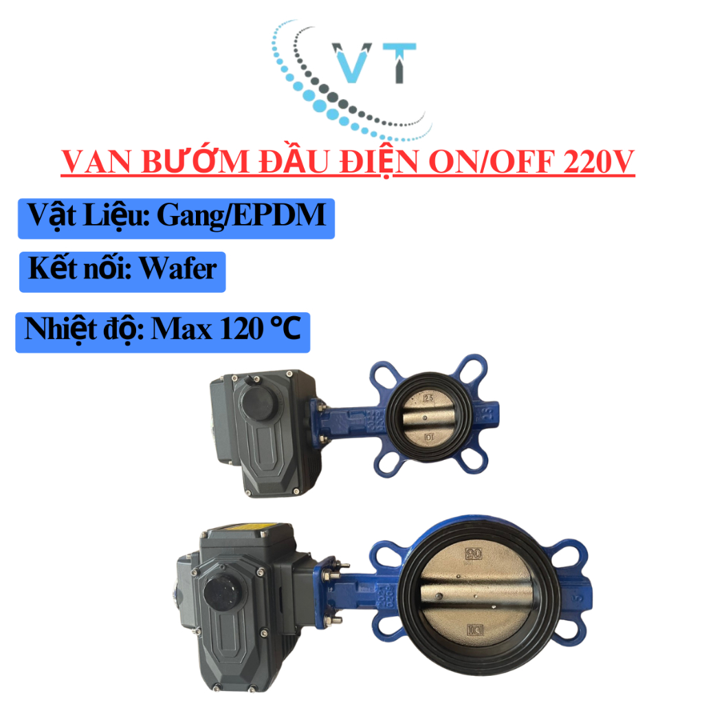VAN BƯỚM ĐẦU ĐIỆN ON/OFF 220V Đầu xám