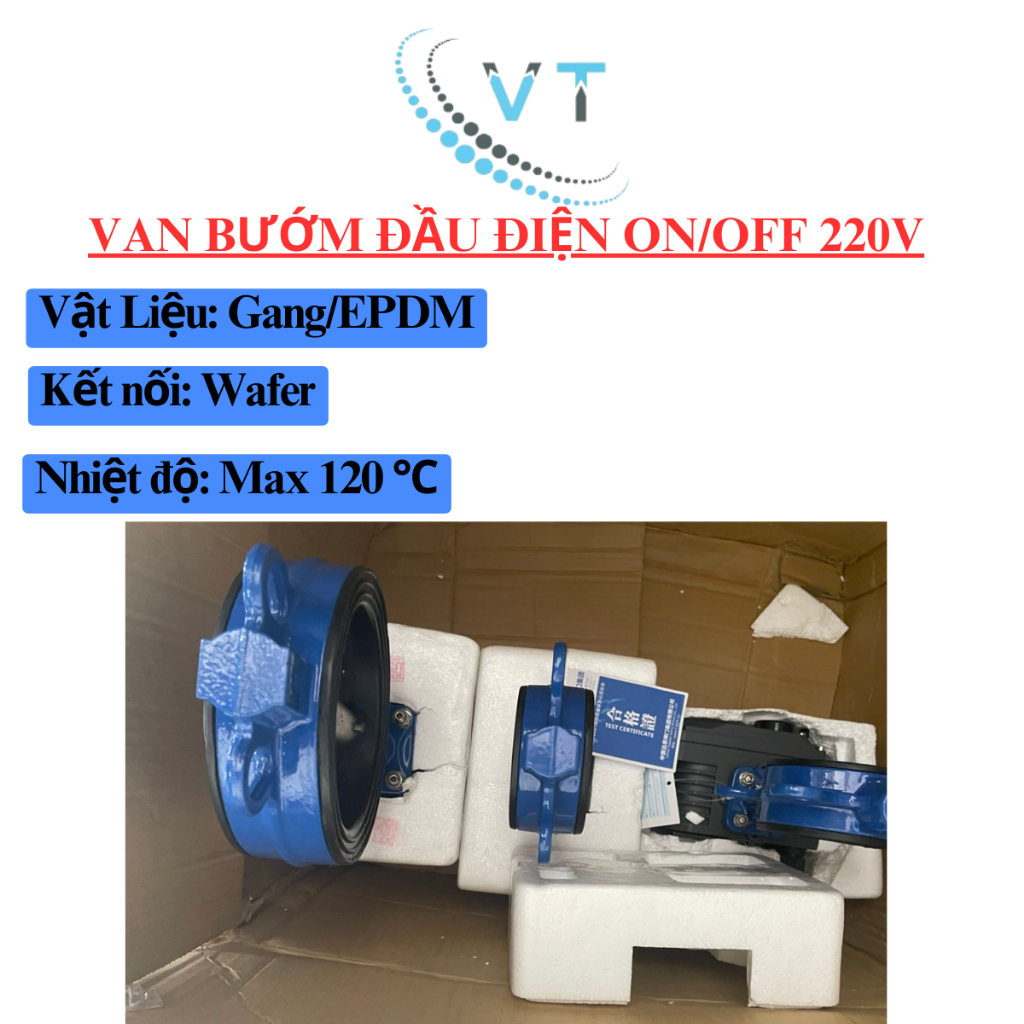 VAN BƯỚM ĐẦU ĐIỆN ON/OFF 220V Đầu xám