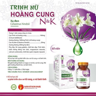 Trinh nữ hoàng cung N&K bớt đau nhức, hỗ trợ hạn chế sự phát triển u xơ, u nang, hộp 30 viên