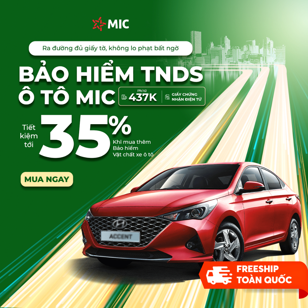 Toàn quốc [E-Voucher] [5 chỗ ngồi] Bảo hiểm TNDS xe ô tô MIC (bắt buộc), cấp GCN điện tử