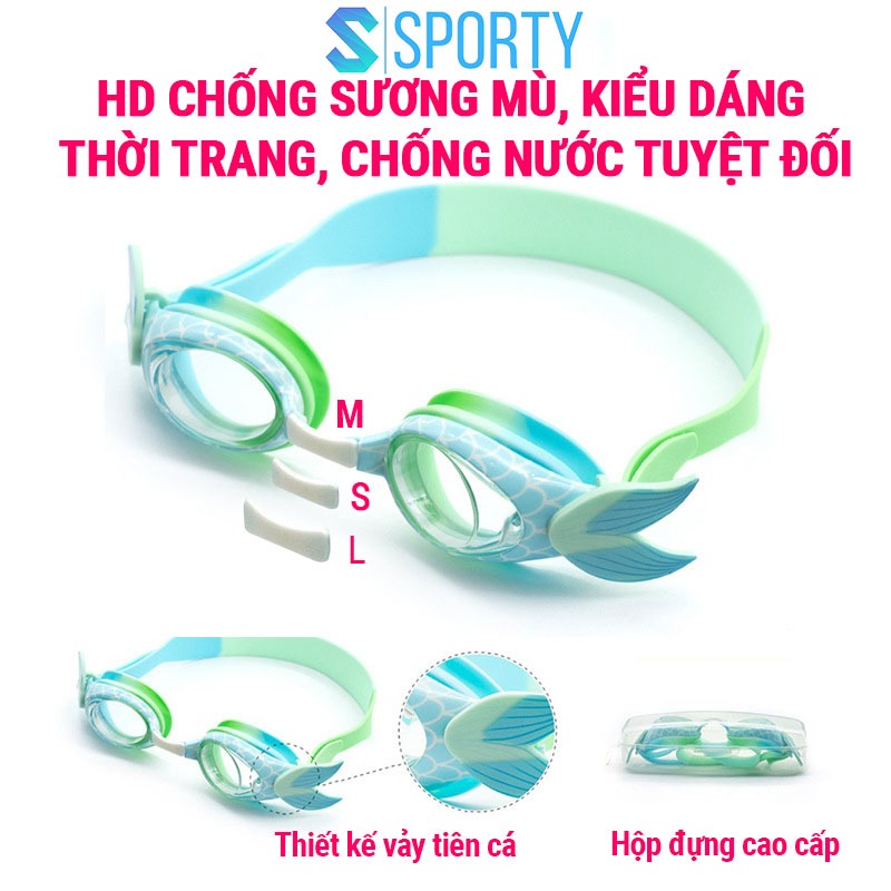Kính bơi tiên cá cho trẻ em từ 3 tuổi POPO 871 ngăn nước tuyệt đối, hạn chế sương mờ
