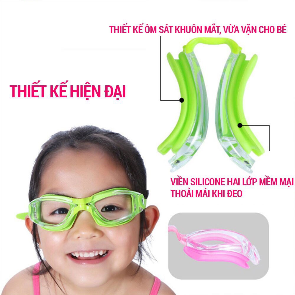 Kính bơi trẻ em mắt trong CF026 cho bé từ 6 tuổi cản tia UV hạn chế sương mờ SPORTY