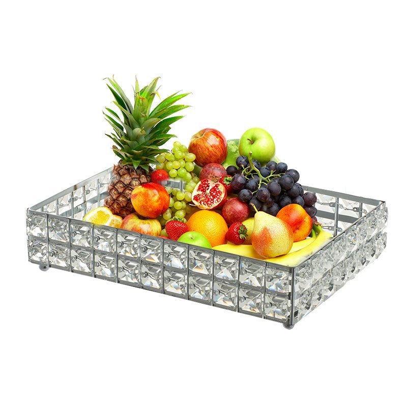 Khay pha lê nhẹ sang trọng Khay kim loại cho đám cưới Phong cách châu Âu Gương Mỹ phẩm Trang trí